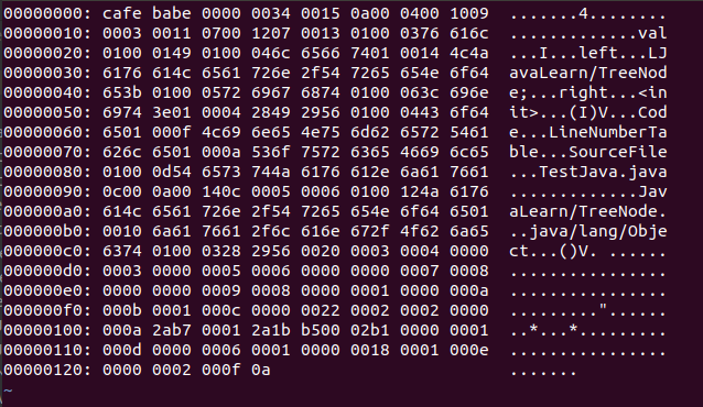 十六进制下class文件内容